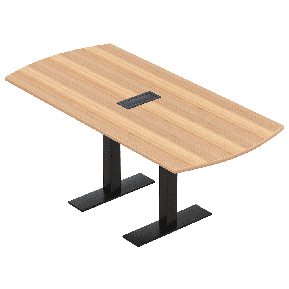 6 Person Small Arc Rectangle Powered Conference Table Metal T Bases ...