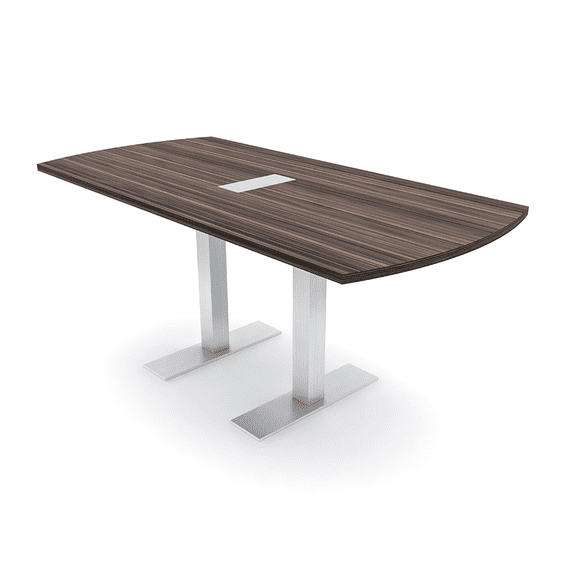 6 Person Small Arc Rectangle Powered Conference Table Metal T Bases