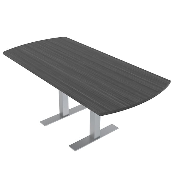 6 Person Small Arc Rectangle Powered Conference Table Metal T Bases