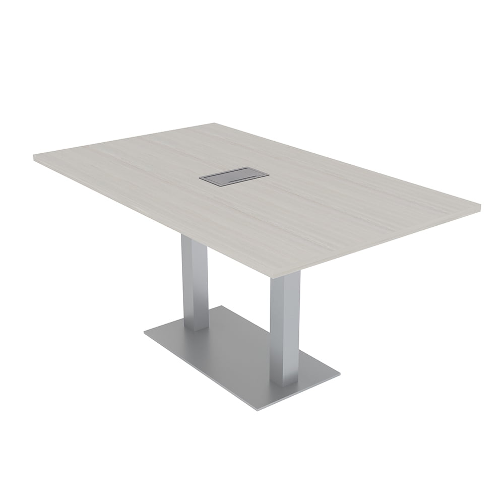 6 Person Small Rectangular Conference Table Metal Base Electric Module ...