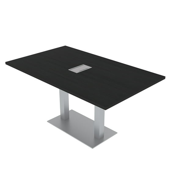6 Person Small Rectangular Conference Table Metal Base Electric Module