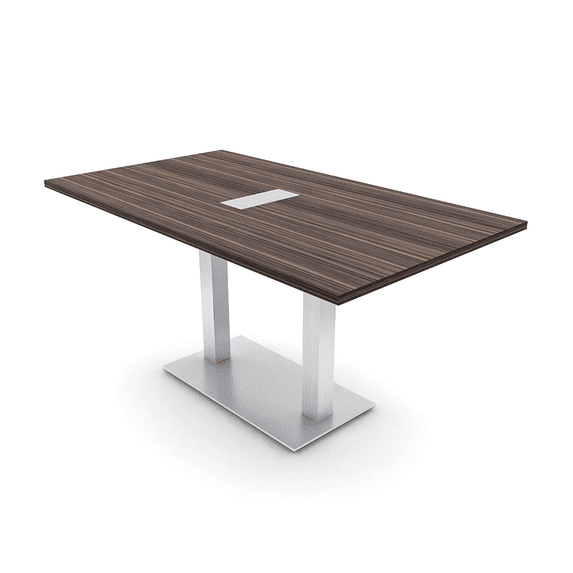 6 Person Small Rectangular Conference Table Metal Base Electric Module