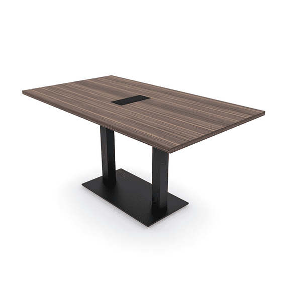 6 Person Small Rectangular Conference Table Metal Base Electric Module
