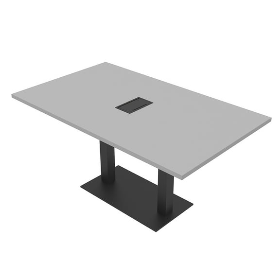 6 Person Small Rectangular Conference Table Metal Base Electric Module