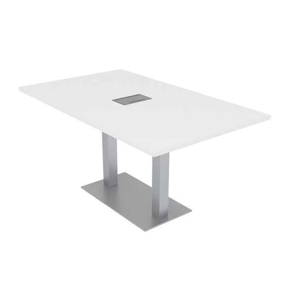 6 Person Small Rectangular Conference Table Metal Base Electric Module