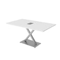 thumbnail image 1 of 6 Person Small Rectangular Conference Table X Shaped Base Power Module, 1 of 7