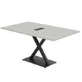 thumbnail image 1 of 6 Person Small Rectangular Conference Table X Shaped Base Power Module, 1 of 7