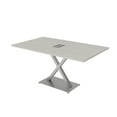 thumbnail image 1 of 6 Person Small Rectangular Conference Table X Shaped Base Power Module, 1 of 7