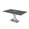 thumbnail image 1 of 6 Person Small Rectangular Conference Table X Shaped Base Power Module, 1 of 7