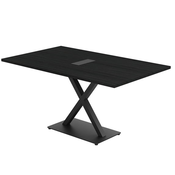 6 Person Small Rectangular Conference Table X Shaped Base Power Module