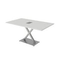 thumbnail image 1 of 6 Person Small Rectangular Conference Table X Shaped Base Power Module, 1 of 7