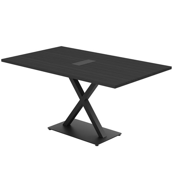 6 Person Small Rectangular Conference Table X Shaped Base Power Module