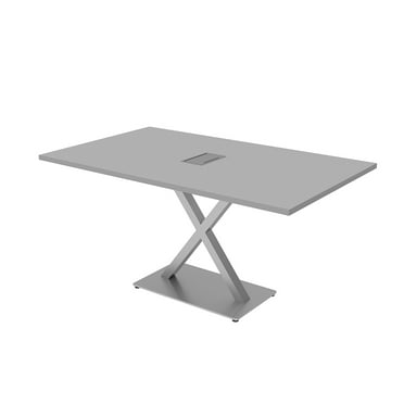 6 Person Small Rectangular Conference Table X Shaped Base Power Module