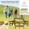 thumbnail image 1 of 6 Picnic Table For Outdoor Use - Brown, 35" Tabletop, 3 Benches, 1720lb Capacity, Patio, Backyard, Garden Brown Garden, Patio, 1 of 2