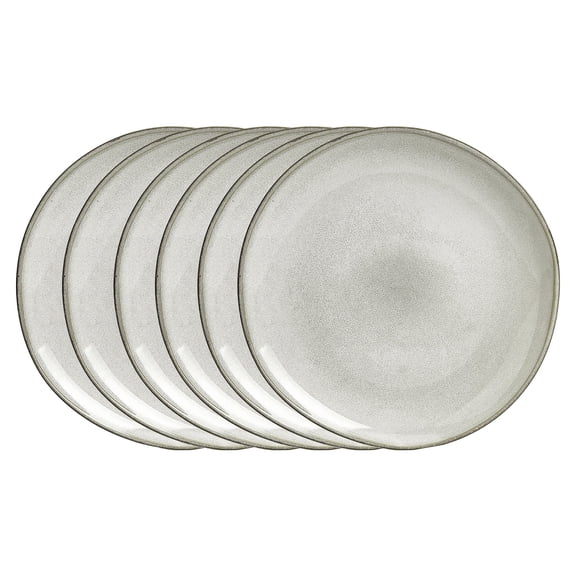 6-Piece 11.65'' Plate, Organic Shape Highland Plates, Microwave and Dishwasher Safe, Reactive glaze Grey
