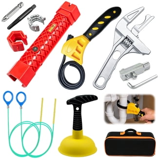 plumbing tool kit for kitchen sink repair adjustable wrench screwdriver pliers bucket
