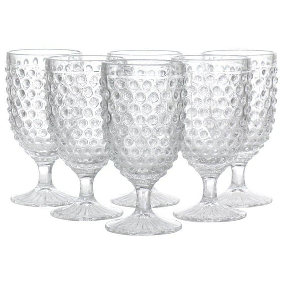 6 Piece 14.2 oz. Clear glass Hobnail Goblet Drinkware Set