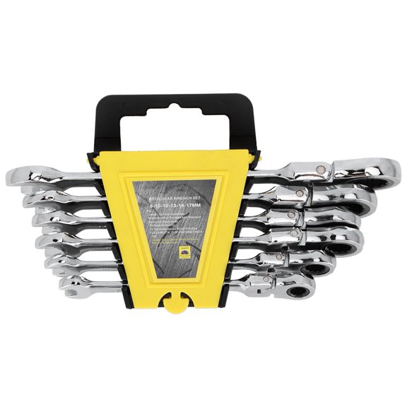 6-Piece 180 Adjustable Double Purpose 8-17mm Master Ratchet Wrench Tool Set, Yellow