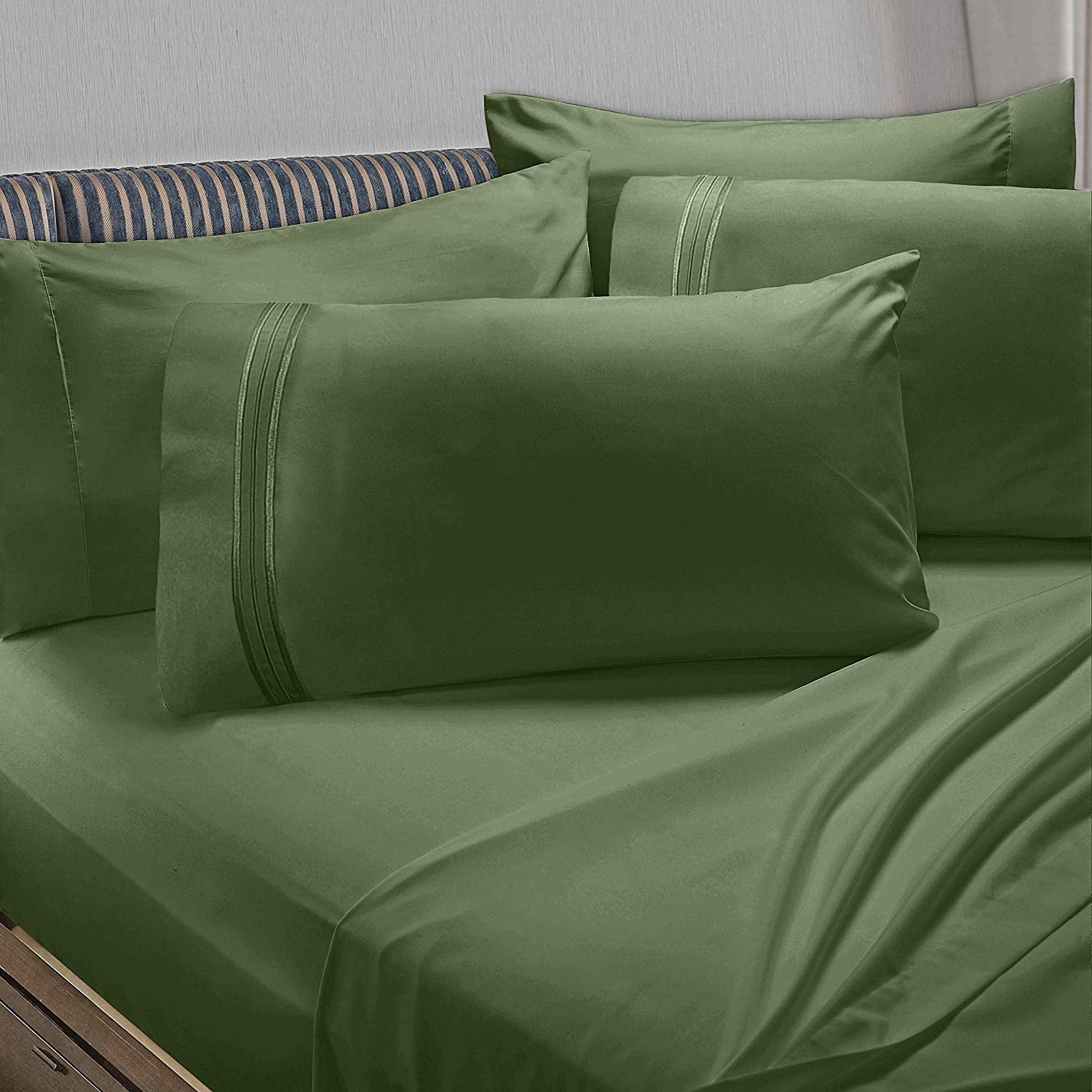 Clara Clark 1800 Collection 6-Piece Full Bed Sheet Set, Extra Pillowcases, Deep Pocket Fitted Sheet, Soft Microfiber, Breathable & Hypoallergenic