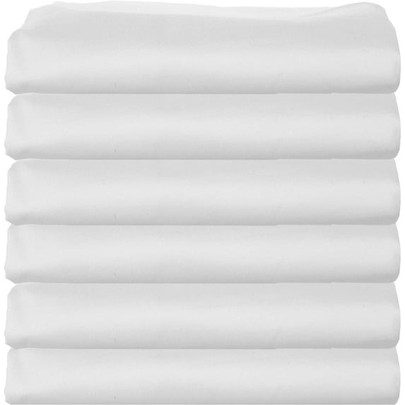 6 Piece 200 Thread Count white Solid Print Polycotton Percale Weave Flat Bed Sheets, Twin