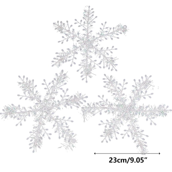 6-Piece 23CM Snowflake Christmas Tree Decorations, Large Festive Snowflake Ornaments for Xmas Tree