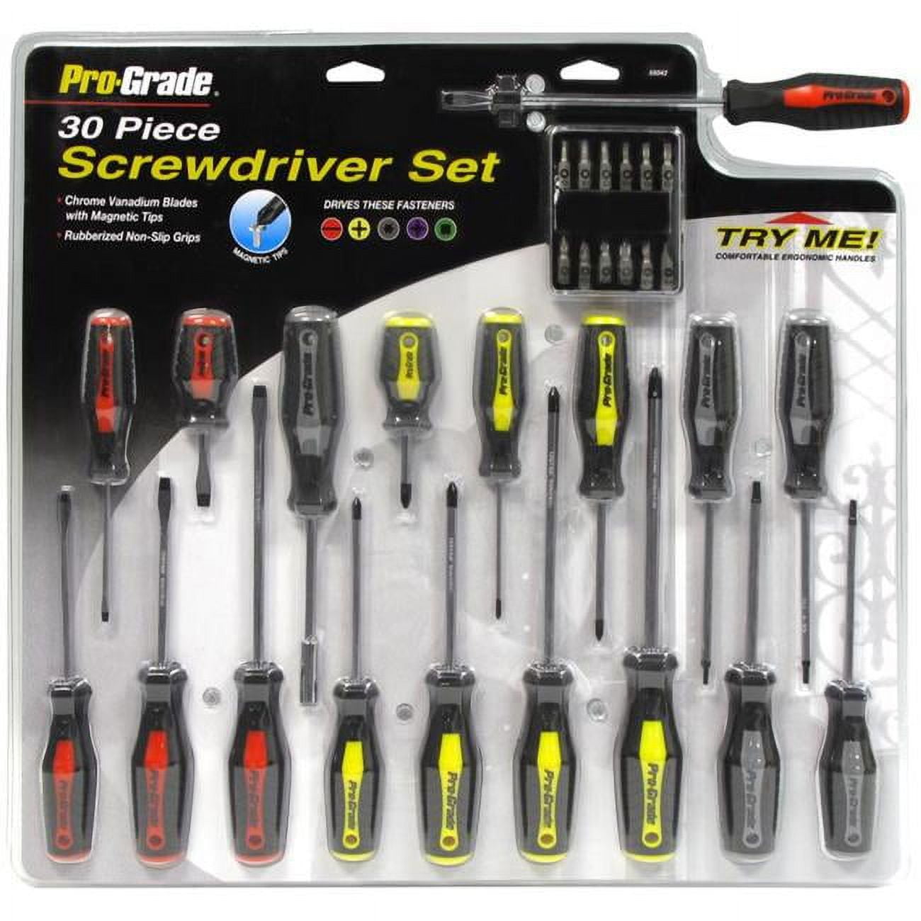 Pro-Grade 6-Piece Screwdriver Set, Chrome Vanadium, Magnetic Tip, Ergonomic Handle, 55041