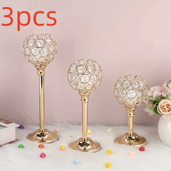 6-Piece 3-Arm Crystal Candelabra Set | Table Decor, Candlelit Dinner Props | Home, Hotel, Wedding Decoration | Birthday Gift Idea