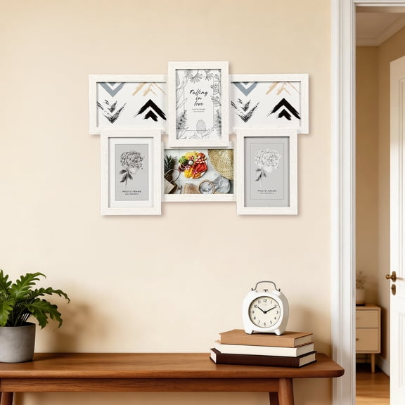 6-Piece 4x6 Photo Frame Collage, Glass Front Multi-Picture Wall Display Set, Perfect for Home or Office Decoration