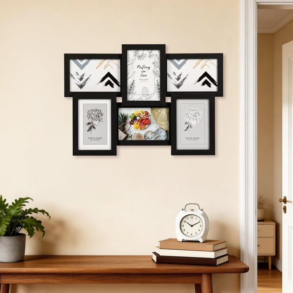 6-Piece 4x6 Photo Frame Collage, Glass Front Multi-Picture Wall Display Set, Perfect for Home or Office Decoration