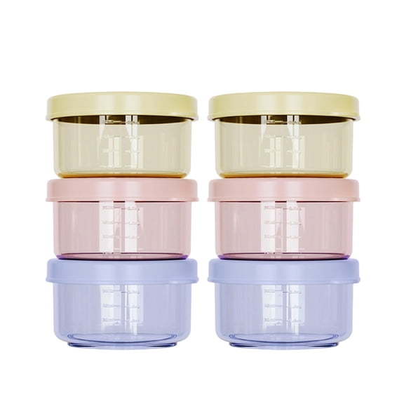 6-Piece 60ml Steaming & Boiling Food Storage Container Set with Lid, Leak-Proof Scale Marked Fresh-Keeping Box for Kitchen, Baby Food, Seasoning and Travel