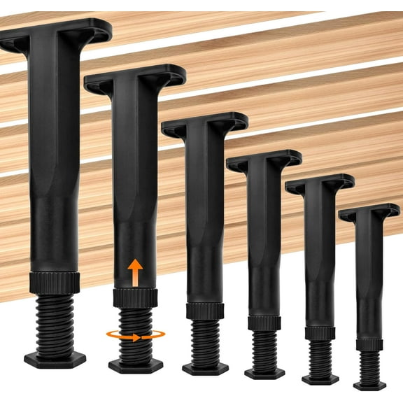 6 Piece 7.75 To 13.5 Inch Adjustable Bed Frame Support Legs Heavy Duty Plastic Furniture Sofa Cabinet Replacement