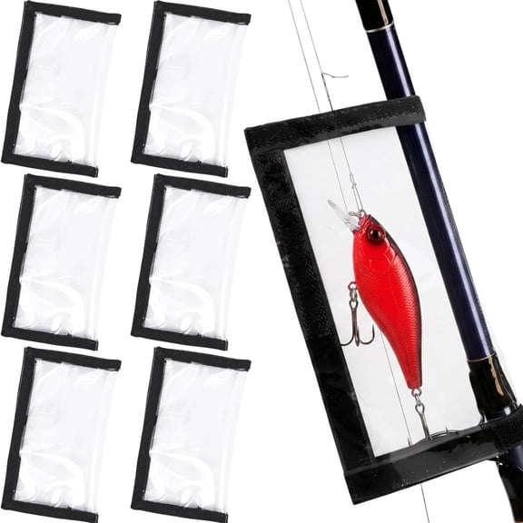 6-Piece 7.9×4inch Large Black Set for Multi-Rod Organization, Lure Wraps, Fishing Lure Wraps,Secure Hook Storage During Transport, PVC Material Construction