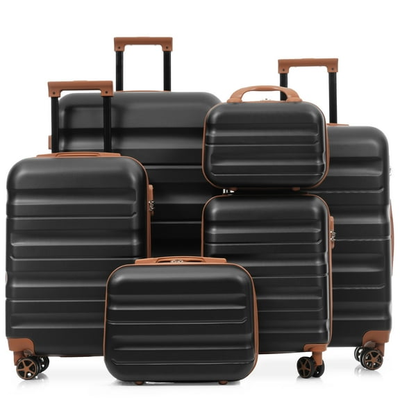 6-Piece ABS Hardshell Luggage Set - Lightweight & Durable Suitcases with Dual Spinner Wheels, Carry-On & Check-In Sizes for Travel & Business