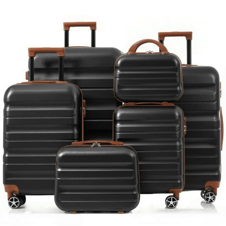 6-Piece ABS Hardshell Luggage Set - Lightweight & Durable Suitcases with Dual Spinner Wheels