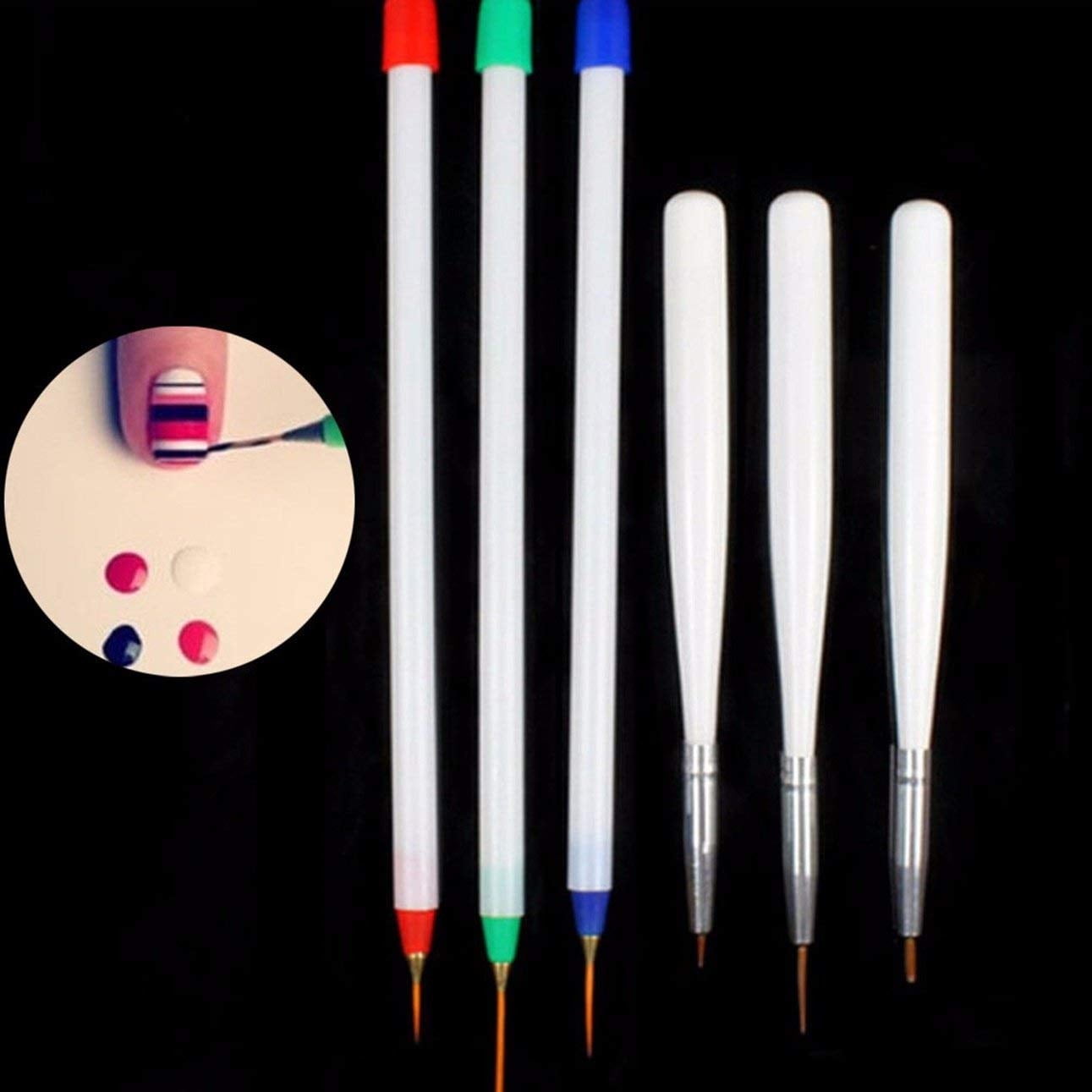 6-Piece Acrylic French Nail Art Brush Set  Precision Painting & Drawing Liner Tools for Manicure TIKA