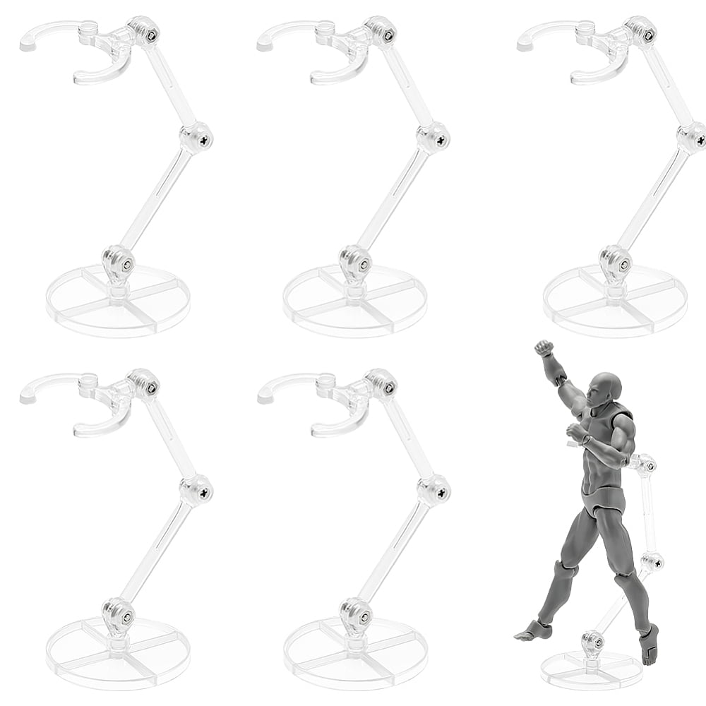 Best Model View Stand 6-Piece Action Figure Display Stand Set - Clear Round Base Model ...