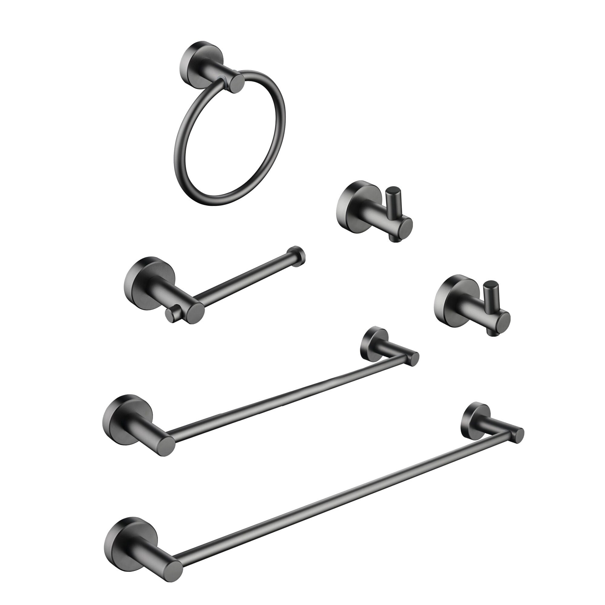 Gunmetal Black 6-Piece Aluminum Bathroom Hardware Set