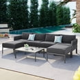 thumbnail image 1 of 6-Piece Aluminum Patio Furniture Set, Modern Metal Outdoor Conversation Set Sectional Sofa With Removable Olefin Extra Thick Cushions 5.9" Cushion (Gray), 1 of 12
