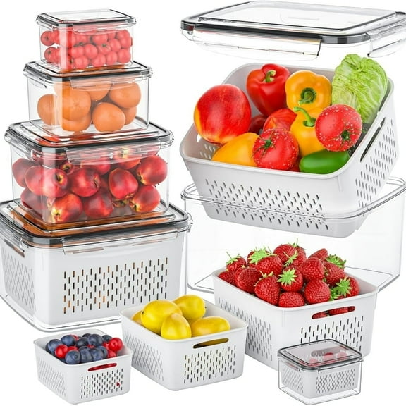 6-Piece BPA-Free Fridge Storage Set: Airtight Containers for Fresh Fruits & Veggies
