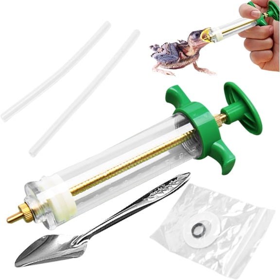 Baby Bird Hand Feeding Kit - 50ml Syringe with Scale, Hose & Spoons for Parrots, Pigeons, Chicks
