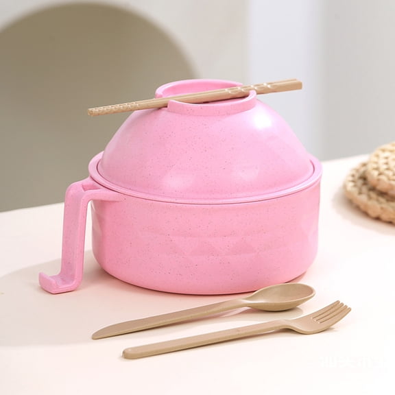 6-Piece Bamboo Fiber Ramen Bowl Set - Great for Winter Holiday Dorm & Home Kitchen Meals, Microwave-Safe Bowls for Apartments, Durable Lightweight Bowls for Soups & Noodles, 6.3*4.9in, Pink