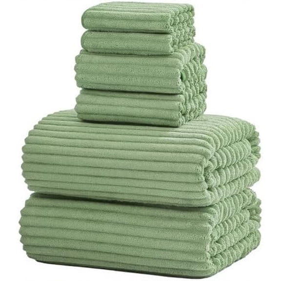 6-Piece Bath Towel Set(30"x60"), 2 Large Bath Towel Sheets, 2 Hand Towels and 2 Washcloths - Highly Absorbent Quick Dry Microfiber,Ultra Soft Towel Set for Bathroom (Sage Green