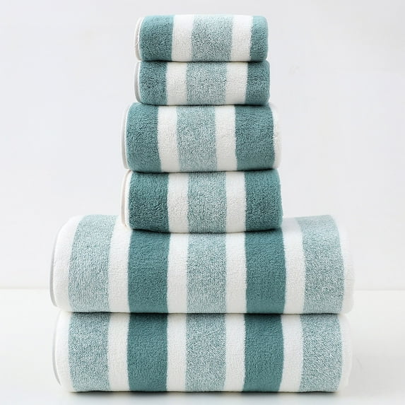 6 Piece Bath Towel Set - Ultra Absorbent Quick Dry Cotton Towels for Bathroom/Beach/Travel (2 Bath+2 Hand+2 Washcloths, Jade Green)