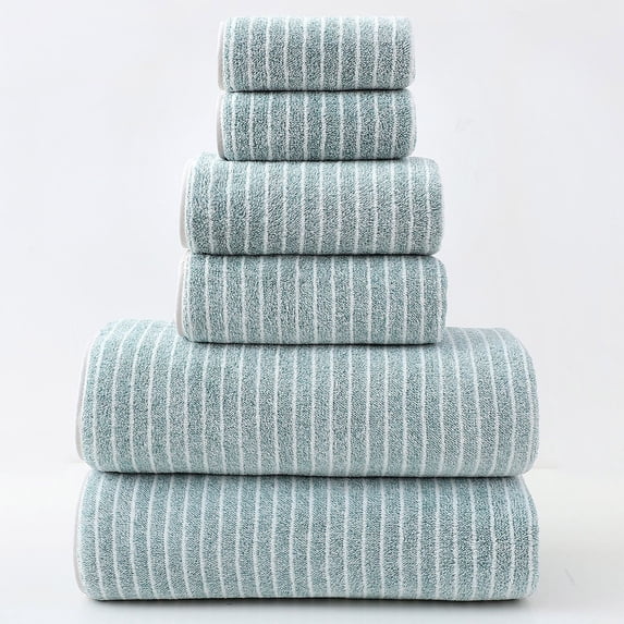 6-Piece Bath Towel Set for Family | Soft & Absorbent Cloth Towels | Includes 2 Bath Towels, 2 Hand Towels, 2 Washcloths | 29.5" x 13.8"