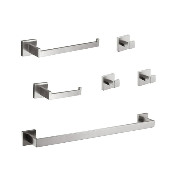 6-Piece Bathroom Accessory Set - Modern Style Organizer for Bathroom, Kitchen, Laundry Room - Durable, Rustproof, Easy Install