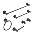 thumbnail image 1 of 6-Piece Bathroom Hardware Set, Include 23'' Hand Towel Bar, 16'' Hand Towel Bar, 2 Hooks, 7'' Toilet Paper Holder and Towel Annulus, Wall Mounted Bathroom Accessories for Easy Organization, 1 of 7