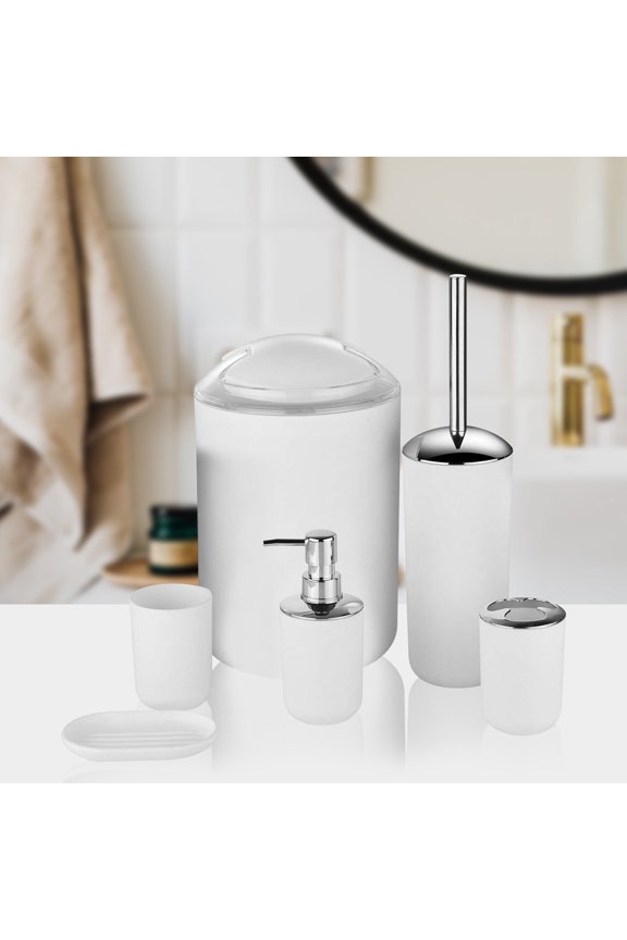 Yulucky Bath Accessories Sets 6 Piece Bathroom Set Modern Sink Accessories Soap Dispenser Toothbrush Holder Stainless Steel for Home Use Essential Gold