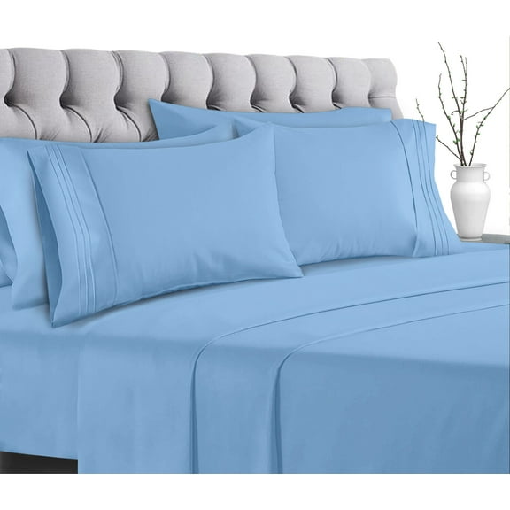 6 Piece Bed Sheet Set 1800 Count Microfiber Comfort Deep Pocket Hotel Bed Sheets