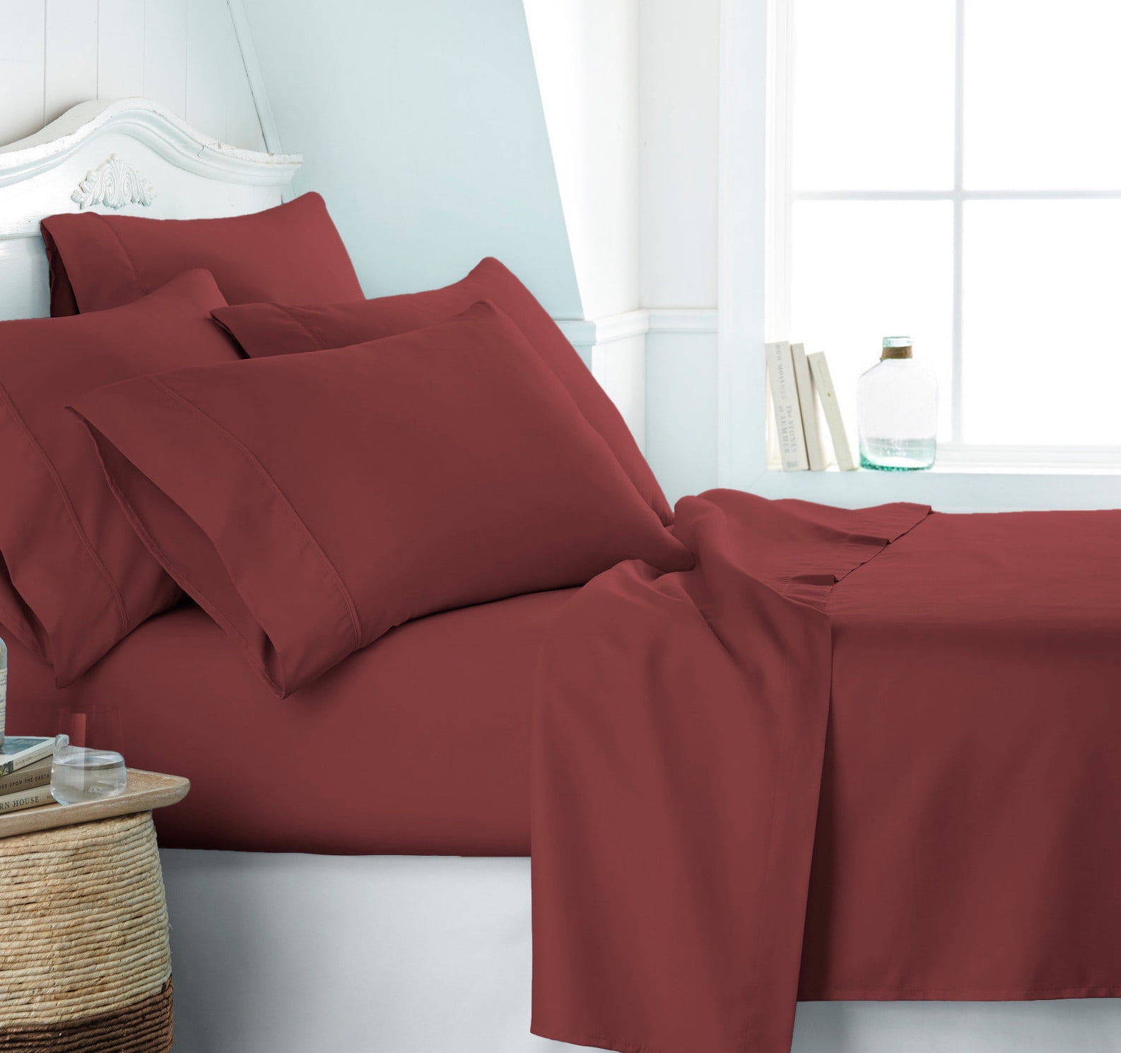 6 Piece Bed Sheet Set 2100 Series Microfiber Comfort Deep Pocket Hotel Bedsheets