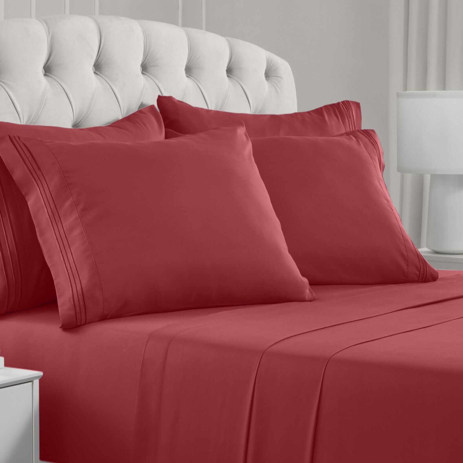 6Piece Bed Sheet Set Deep Pocket, Wrinkle, Stain Resistant Microfiber